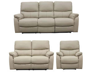 Salvador 3 Piece Leather Recliner Set - Beige