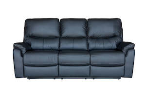 Furniture: Salvador 3 Seater Leather Recliner Sofa - Black