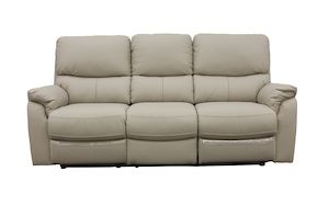 Salvador 3 Seater Leather Recliner Sofa - Beige