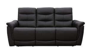 Lisbon 3 Seater Leather Electric Recliner Sofa - Black