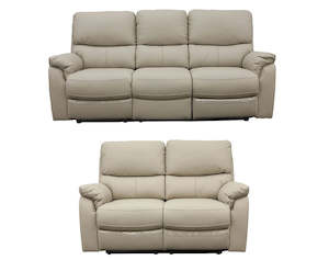 Salvador 2 Piece Leather Recliner Set - Beige