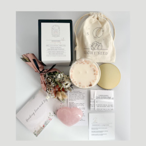 Sympathy Gift Box with Flowers and Rose Quartz Heart