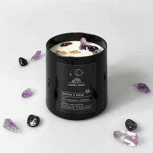 Protect & Clear Candle with Amethyst and Black Tourmaline Crystals - Wholesale