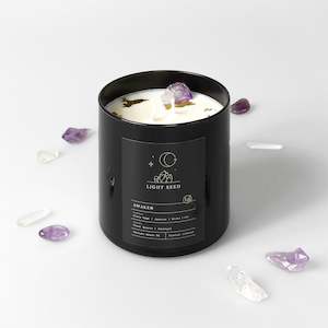 AWAKEN Candle with Clear Quartz and Amethyst Crystals - Wholesale