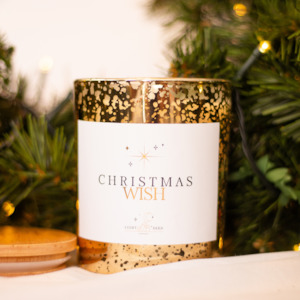 Christmas Wish Candle with Citrine & Green Aventurine Crystals