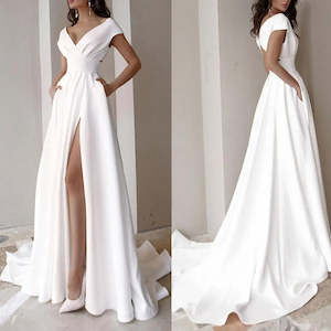 Women Clothing: Women Long Dress - White Maxi Dress