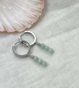 Crystal Earrings: Amazonite Huggies Silver