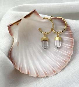 Clear Quartz Gold Earrings