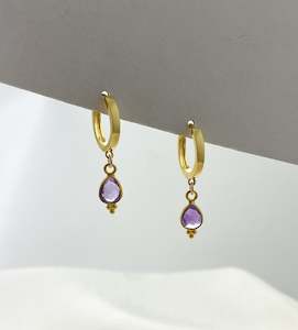 Crystal Earrings: Rise Amethyst Huggies Gold