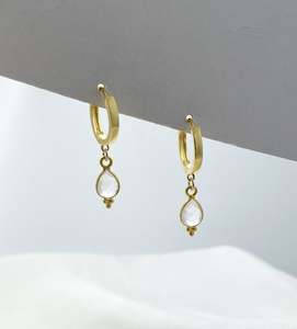 Crystal Earrings: Rise Clear Quartz Huggies Gold