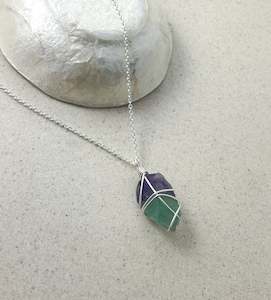 Silver Necklaces: Rainbow Fluorite Silver