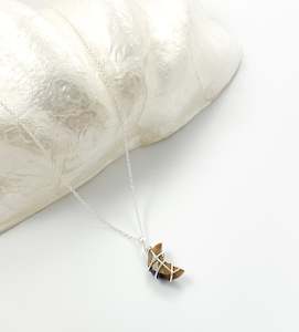 Silver Necklaces: Tigers Eye Mini Moon Silver