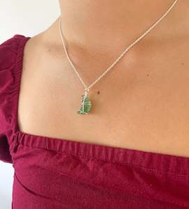 Green Strawberry Quartz Necklace Silver