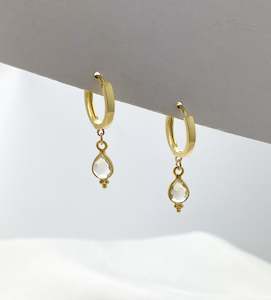 Crystal Earrings: Rise Citrine Huggies Gold