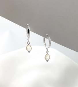 Crystal Earrings: Rise Citrine Huggies Silver