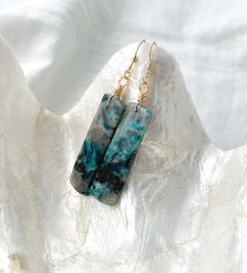 Chrysocolla Earrings Gold