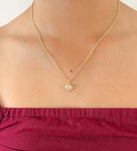 Gold Necklaces: Rise Collection - Rainbow Moonstone Necklace Gold