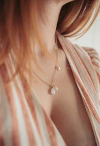 Lumiére Moonstone + Pearl Gold Necklace