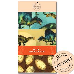 Bag or sack manufacturing - textile: Walk the Dinosaurs - Set of 3 Beeswax Wraps