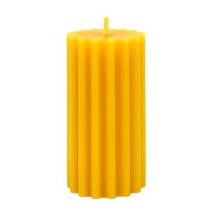 Fluted beeswax pillar candle