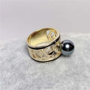 Grey Shell Pearl Gold Plated Ring #GP5