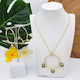 50mm Hoop With 3-Pearl Pendant Necklace & Earrings #SW16 Olive Green