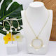 50mm Hoop With 3-Pearl Pendant Necklace & Earrings #SW01 White