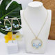 50mm Hoop With 3-Pearl Pendant Necklace & Earrings #SN22 Baby Blue