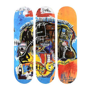 Basquiat  - Skull Skatedeck Triptych