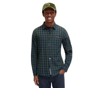 Indigo Check Beaded Field Green L/S