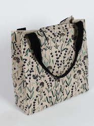 Womenswear: Linen Lunch Bag With Waterproof Coating Lavender Print