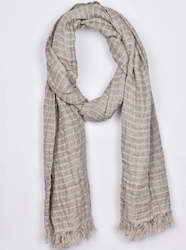 Womenswear: Linen Scarf Gauze Stripes Coffee