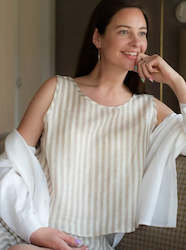 Womenswear: Linen Pyjama Top Liga Wide Stripes