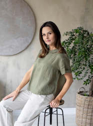 Linen Blouse Zoe Green