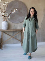 Womenswear: Linen Shirt Dress Cali Khaki