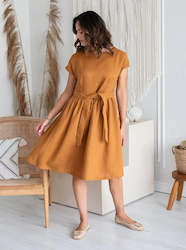 Womenswear: Linen Dress Amy Mustard