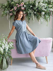 Womenswear: Linen Dress Amy Grey/Blue