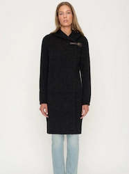 Womenswear: Wool Coat With Hood & Buckle Black