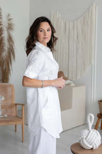 Linen Shirt Dress Cali White