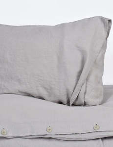 Linen Duvet Cover Set King Light Grey