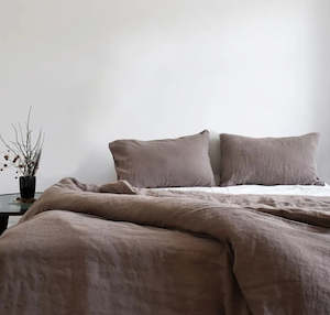 Linen Duvet Cover Set King Cocoa