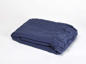 Womenswear: Linen Bed Throw Ink Blue 130x170