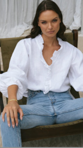 Ruffle Shirt Linen White