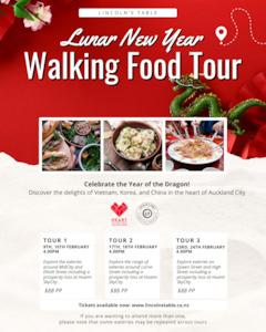 Event, recreational or promotional, management: HOTC Lunar New Year Walking Food Tour