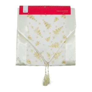 Christmas Table Runner Organza Trees, Gold- 35x142cm