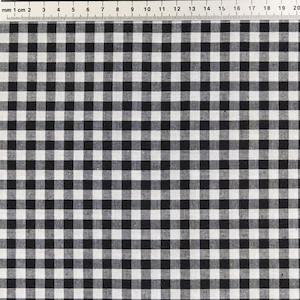 Cotton Gingham Fabric, Black 1/4''- Width 145cm