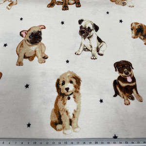 Printed Flannelette Fabric, Multi Dogs -108cm Width