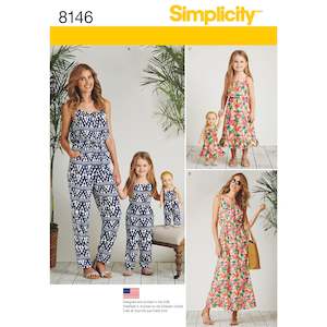 Simplicity Pattern 8146 Matching outfits for Women's, Child and 18" Doll