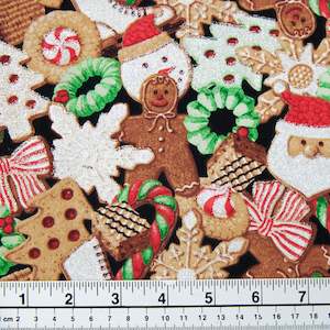 Printed Christmas Theme Fabric, Gingerbread- 112cm