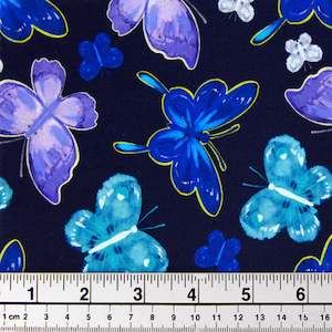 Digital Printed Quilting Fabric, Space Blue Butterfly- Width 112cm